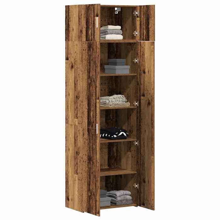 Armoire de rangement en bois - vidaXL - Bois ancien - 70x42 5x225 cm - 4 portes - Style rustique - Facile à entretenir
