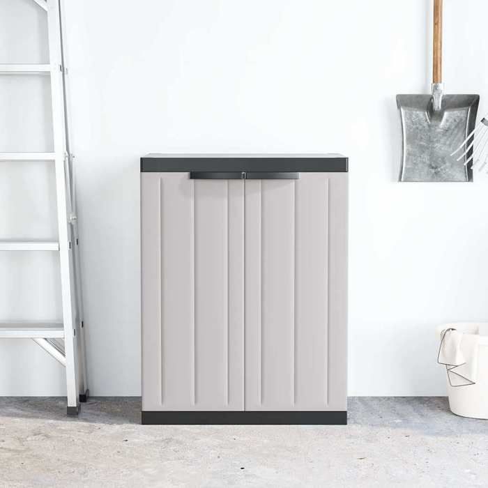 Armoire de rangement dextérieur - vidaXL - Gris et noir - 65x37x85 cm - Polypropylène - Étagère réglable