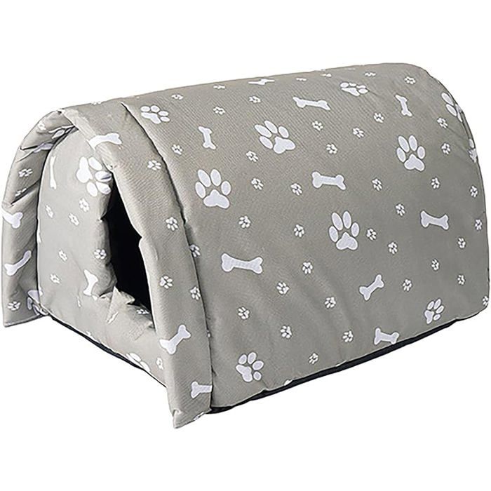 Niche extérieur pour Chat Résistante à hiver Imperméable et Chaude Maison animaux avec 42x31x28cm Gris GRIS CORBEILLE