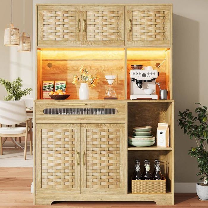 Armoires hautes pour salon buffet de salle à manger avec tiroirs armoires avec éclairage LED vitrine sur pied  BUFFET DE CUISINE
