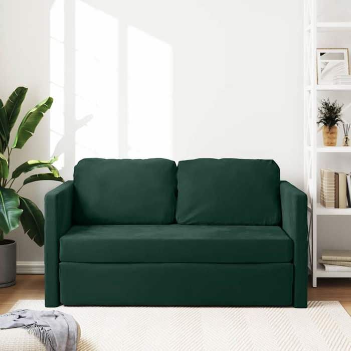 Sales SeasonCanapé convertible à 2 places 2 en 1 - SHELD - CLIC-CLAC/Sofa-lit - vert foncé 122x204x55cm velours 122x70x55cm C48527