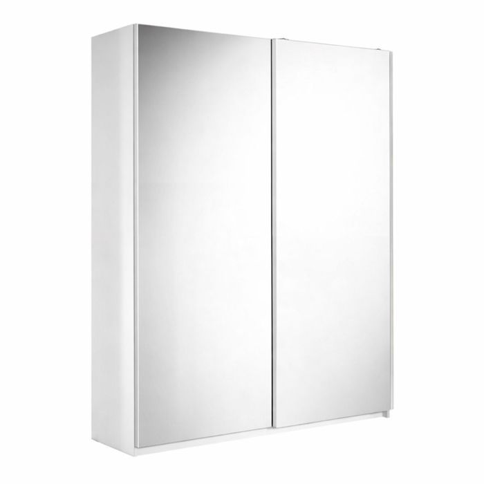 Armoire 2 portes coulissantes 180x210 cm blanc laquée portes miroir - SWAM Armoire 2 portes coulissantes 180x210 cm blanc laquée portes miroir - SWAM