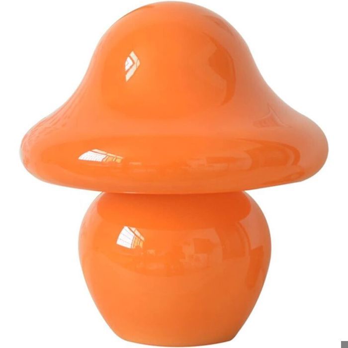Lampe à poser Lampe en pierre et verre fumé Marron - Gradation tricolore orange brillant