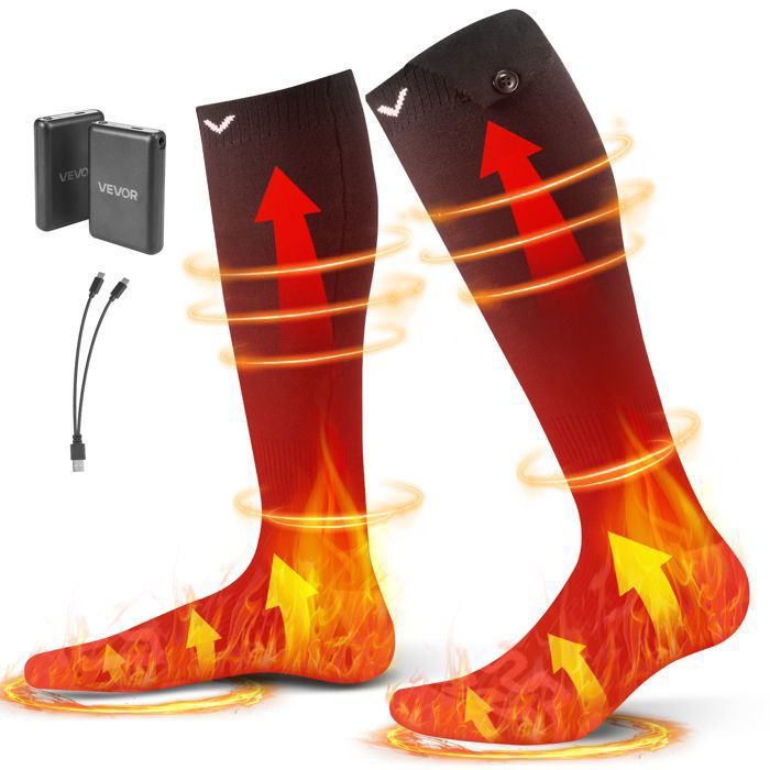 Chaussettes Chauffantes Femme Homme-VEVOR-à Batterie Rechargeables Électrique 5000 mAh 4 Niveaux de Chauffage