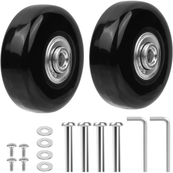 Roues pivotantes valise - Rotation silencieuse Double roulement - Bagages et chariots - 50x18 mm caoutchouc