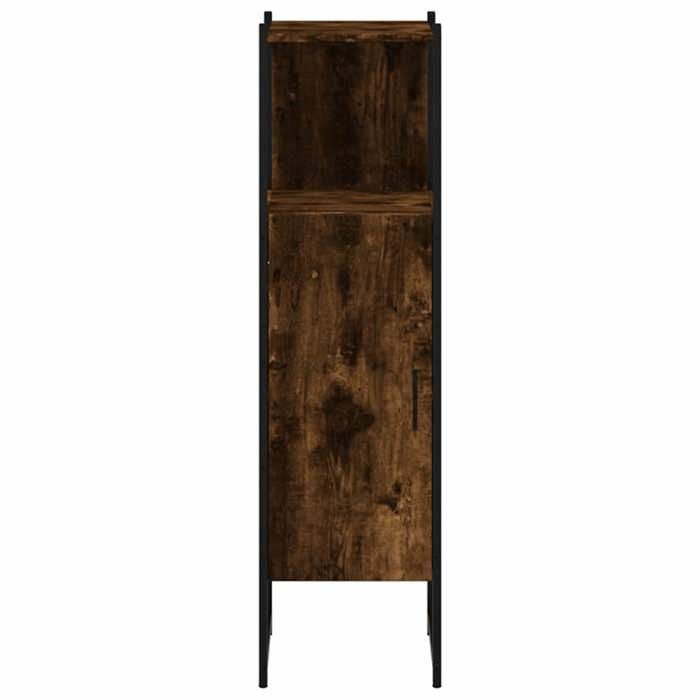 Armoire de Salle de Bain élégant - ECOHOME - bois dingénierie et acier enduit de poudre - chêne fumé - 33 x 33 x 120 5 cm@819410