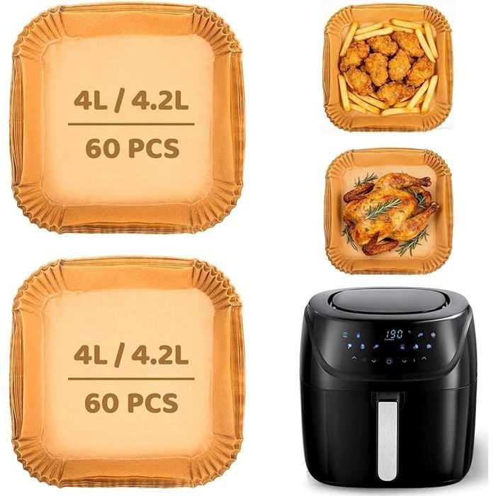 120 Pièces Papier Sulfurisé Pour Air Fryer 4 L Accessoires Air Fryer Papier Cuisson 18 X 18 Cm Facilite Le 4 L