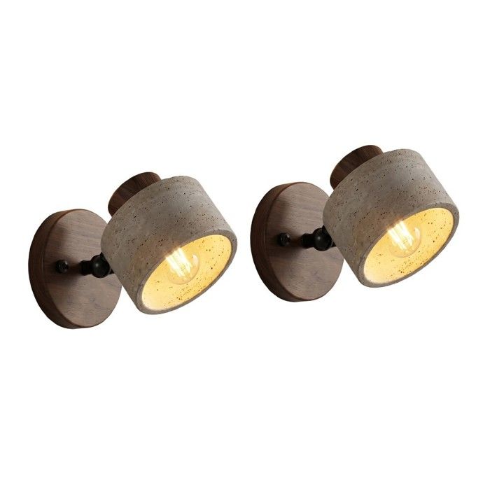 WOTTES 2 x Applique Murale en Pierre Naturelle réglable en marbre pour Salle de Bain Lampe Murale Rustique éclairage Mural Noyer