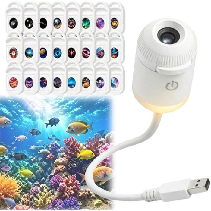 Projecteur étoilé LED USB 24 motifs veilleuse galaxie compacte pour chambre d’enfant et plafond