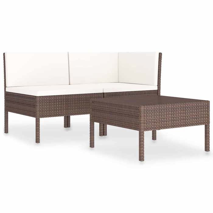 Mobilier d’extérieur - Cadre durable - Salon de jardin 3 pcs avec coussins Résine tressée Marron(69x69x69 cm) - moderne_54932
