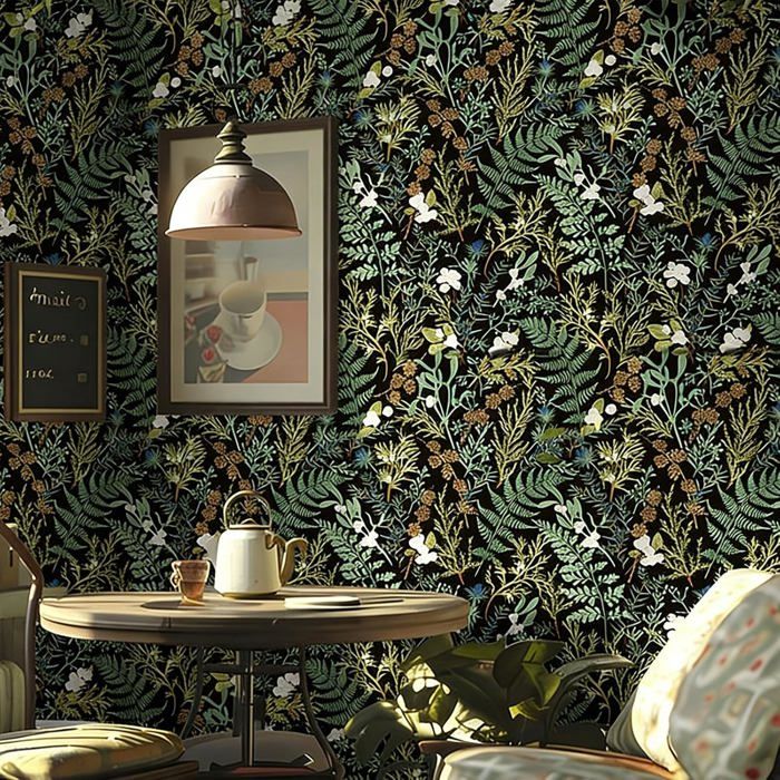 Papier Peint Adhésif Fleurs Et Plantes 44 X 300 Cm Motif Floral Vintage Film Autocollant Décoratif Pour Mur Meuble Et Armoire