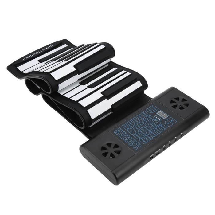 ASHATA PM49H – Piano Enroulable 49 Touches – Rechargeable USB Et Piles – MIDI Bluetooth – Son Surround 4D – Portable – Débutants Et Voyage