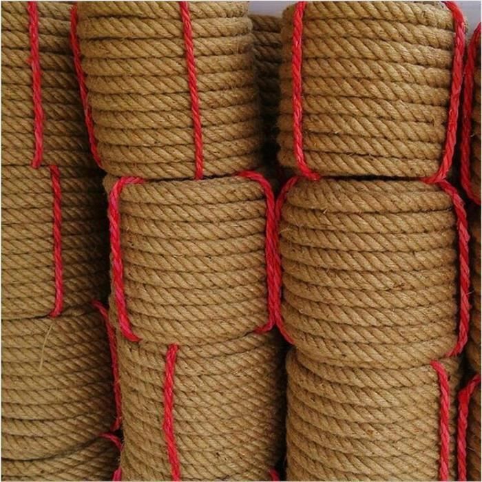 Corde / Cordage Naturel 14mm De Diamètre - Fibre De Jute Ou Chanvre - Longueur Au Choix (10m à 50m) - Pour Nautisme, Décoration, Bricolage - Marque Dq-pp