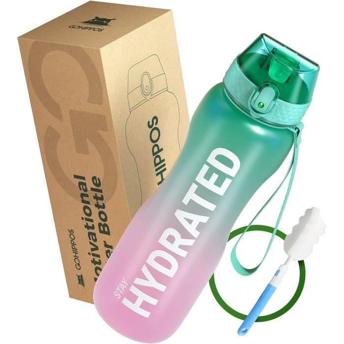 Gourde 1000Ml, Gourde Paille Et Brosse Avec Bpa, Motivation Bouteille