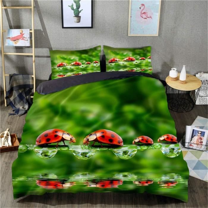 Housse De Couette Imprimée 3D Fox à Neuf Queues - Microfibre Douce Aurore - Taie Oreiller - Fermeture Éclair Cachée - Simple (140x200cm)
