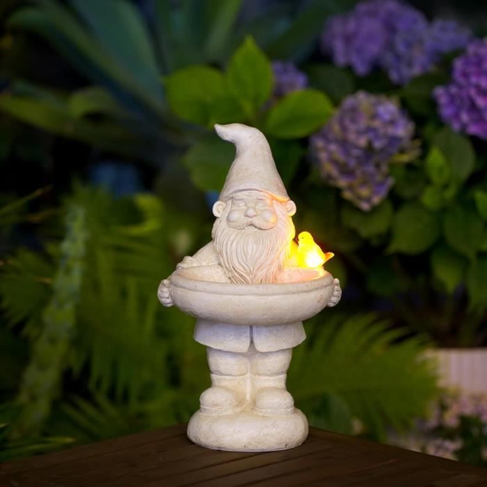 Tuzsocr Statue De Jardin Nain Et Gorille Mangeant Un Ours Noir – Résine Peinte à La Main – 11x12x15cm