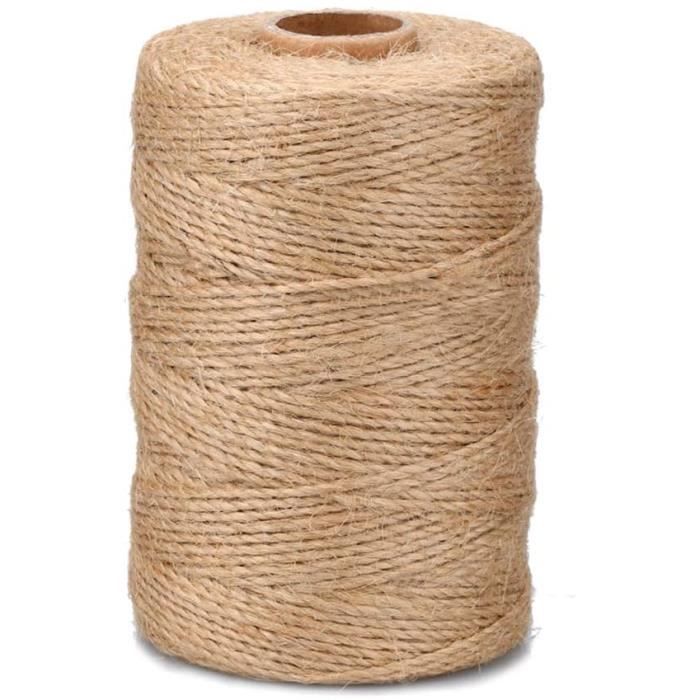 200M Ficelle de Jute 1mm,Corde en Jute,Jute Ficelle pour l'emballage Cadeau Décoration Bricolage Jardinage