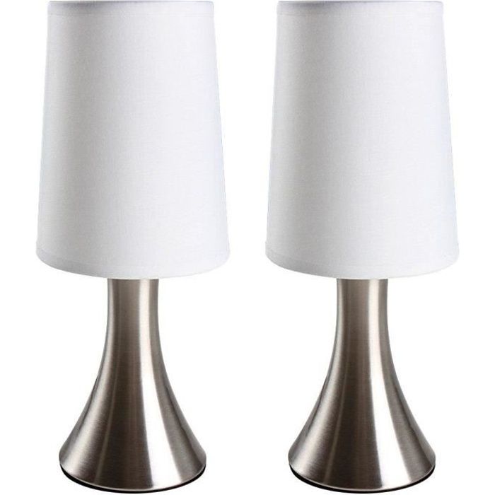 Neoglint Lot de 2 lampes de chevet en tissu blanc chaud - Lampe de