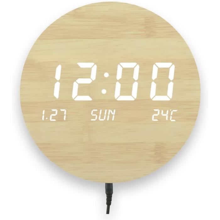 Réveil Projecteur LED - Horloge Murale Avec Affichage Heure/Température - Alarme Et Gradation Auto