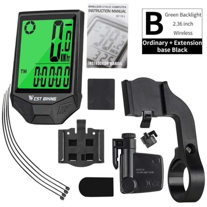 WEST BIKING – ordinateur de vélo de route sans fil, grand écran, compteur de vitesse, rétro-éclairage blanc, odomètre étanche, chronomètre de cyclisme  18