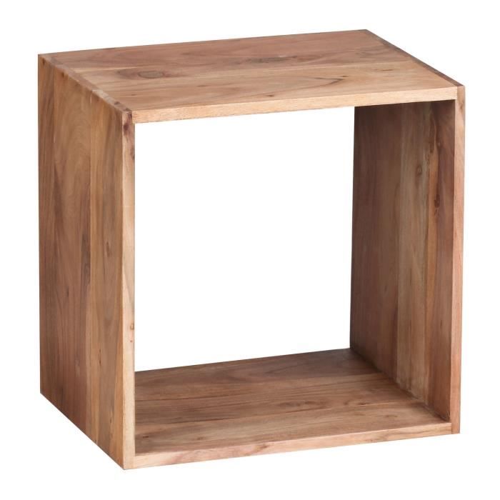 FineBuy bois massif Acacia Cube étagère 435 x 435 x