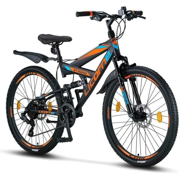 Vélo tout terrain Licorne Bike Strong 2D - Schwarz/Blau/Orange - 26\
