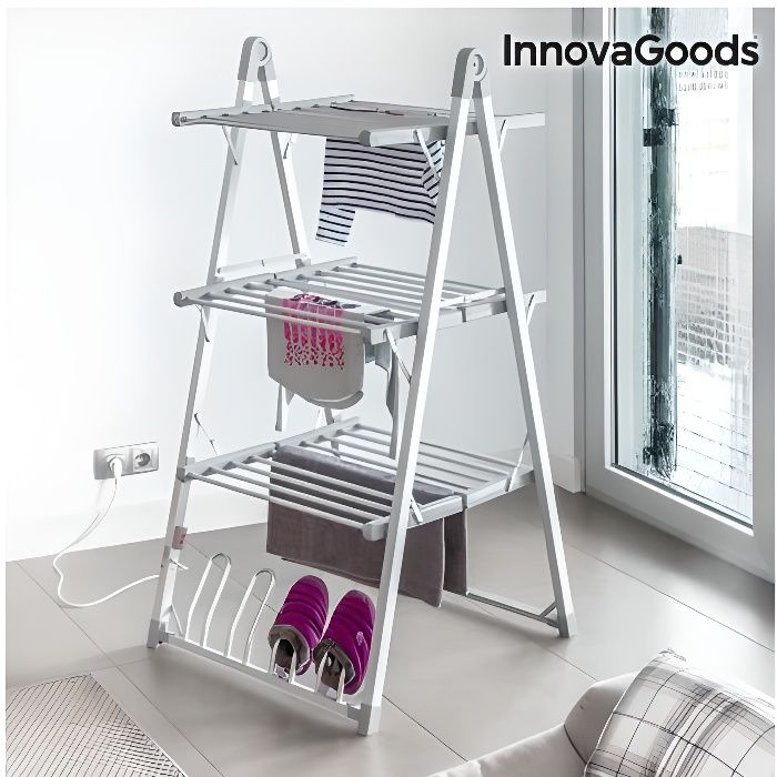 Étendoir à Linge Électrique Pliable Compak InnovaGoods 300W Gris (30  Barres)-- V0100467 - Cdiscount Electroménager