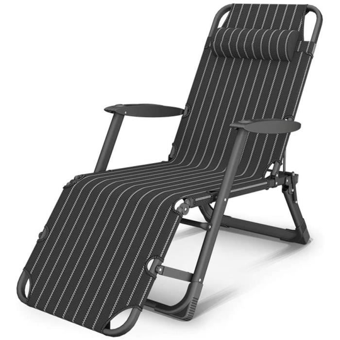 Chaise Longue Zéro Gravité DQCHAIR Pliante - Fauteuil Relax Portable 200 Kg Noir Sans Coussin Pour Plage, Jardin, Patio & Camping