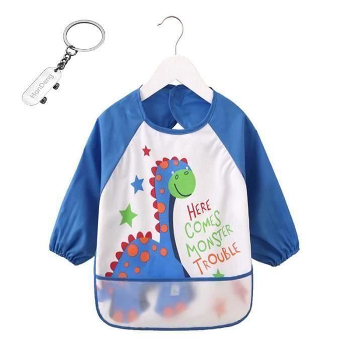 Etanche Bavoir A Manches Longue Pour Bebe Alimentation Impermeable A L Eau Blouse Tablier 6 Mois A 4 Ans Bleu Cdiscount Pret A Porter