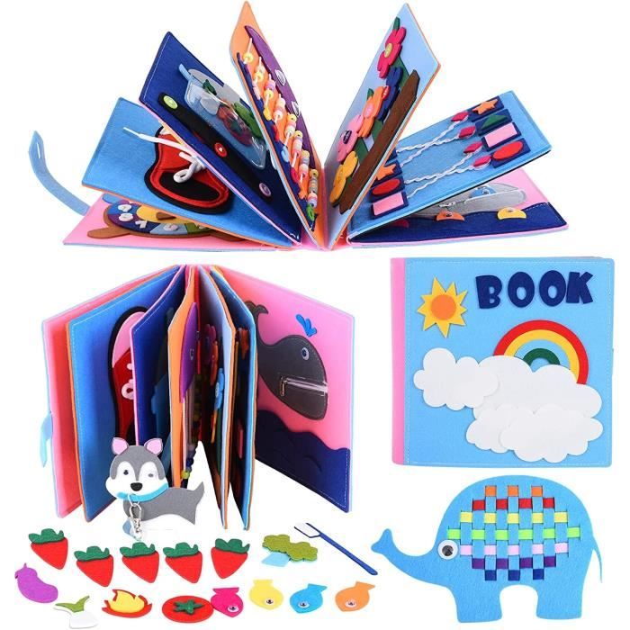 YeahBoom Quiet Book Montessori,Jouet Sensoriel en Feutre 3D,Busy Book