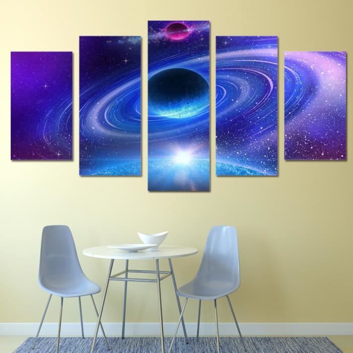 Tableau Décoratif Sur Toile 140x50 Cm - Motif Terre, Univers, Étoiles - Marque ARTTOR - Neuf