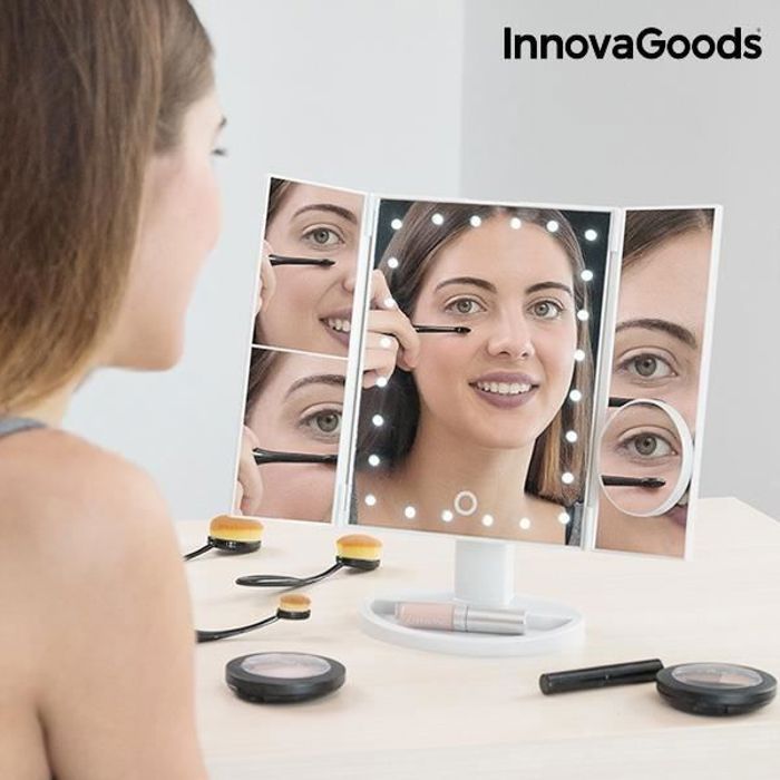 Miroir Lumineux - DULCE CASA - Pliable - Grossissant x2 à x10 - Inclinable 360° - Éclairant