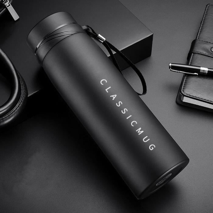 Bouteille Isotherme 450ml Acier Inoxydable, Isolée sous Vide, Noir