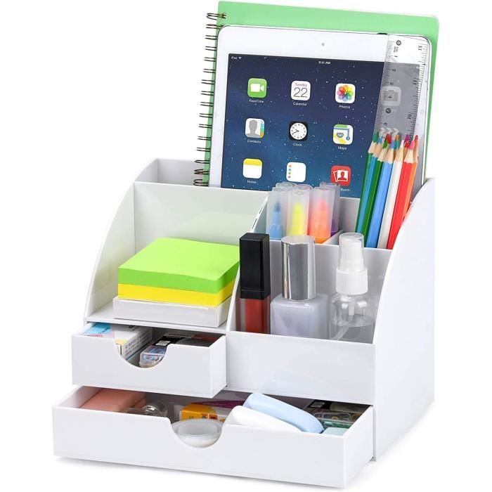 Organiseur De Bureau Miawtro 10 Compartiments - Pot à Crayons Avec Étagère