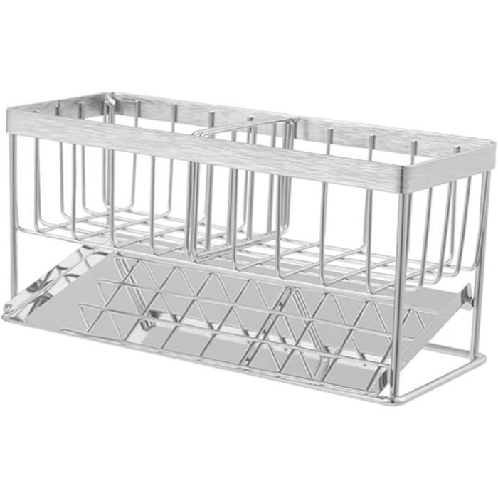 Panier égouttoir Pour évier En Inox - Rangement Pratique éponges Et Ustensiles De Cuisine, Support De Drainage Sécurisé