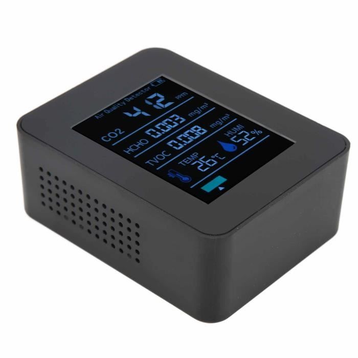 Détecteur De Qualité De L’air Intérieur 9 En 1 – Mesure PM2.5, CO2, HCHO, Température, Humidité – Écran LCD Couleur – Connecté WiFi