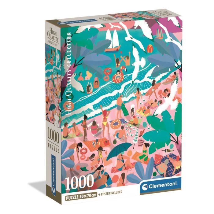Puzzle Compact 1000 pièces : Dimanche à la Plage Clementoni Puzzles