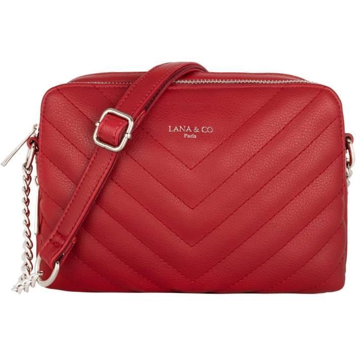 Sac Bandoulière Femme - CRAZYCHIC - Cuir PU Matelassé - Sac Epaule 2 Compartiments - Rouge