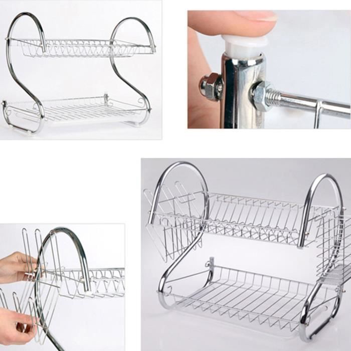 Plaqué Chrome Cuisine Dish Rack Égouttoir avec égouttoir /& Assiettes Couverts Titulaire