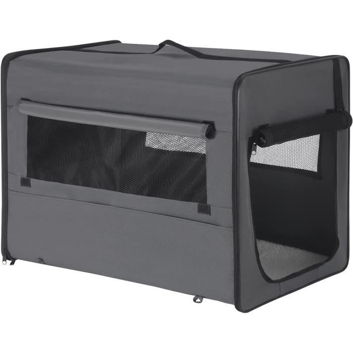 Comparer les prix de EUGAD Sac de Transport Pliable pour Chien Chat, Boîte de Transport pour Voiture, Coussin Amovible, Gris 77x49x56cm 0339GL