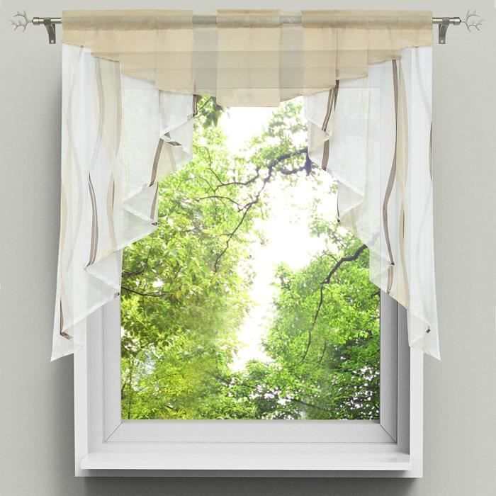 1Pc Store Romain Passe Tringle Lxh-120X155Cm Vert Pan Plissé Rideau