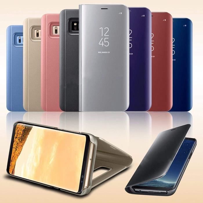 Coque pour Samsung Galaxy s10 Plus Housse Support à Rabat Clear View Cover Flip Case Noir