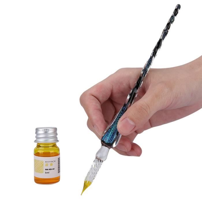 Acheter Stylo Et Encre De Calligraphie En Verre Feuille D'or