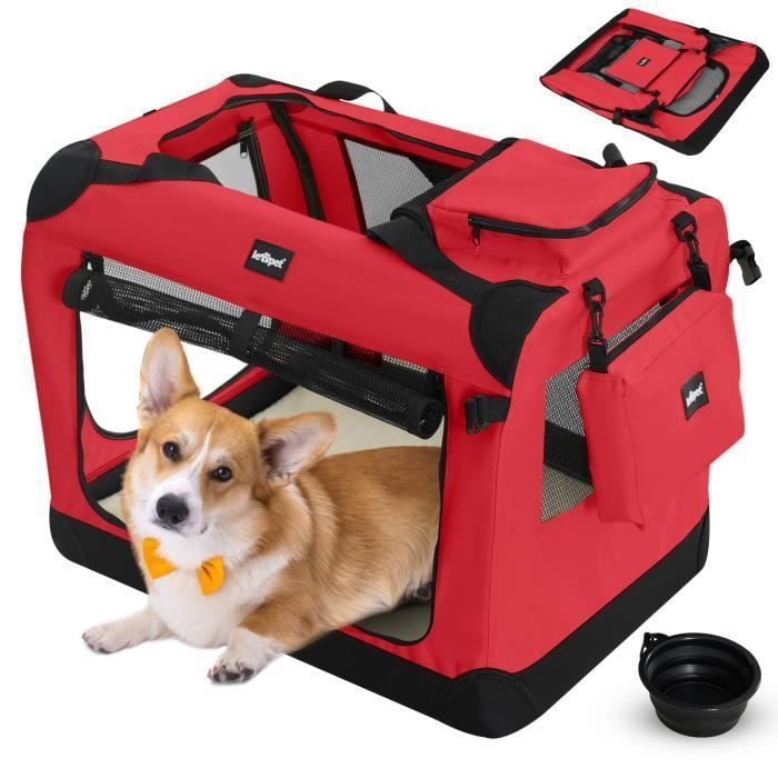 Meilleurs prix pour Leopet® Sac De Transport Pour Chiens - Gamelle, Pliable, Respirant, Taille M, Rouge - Bagage, Panier Pour Animal De Compagnie, Voyage