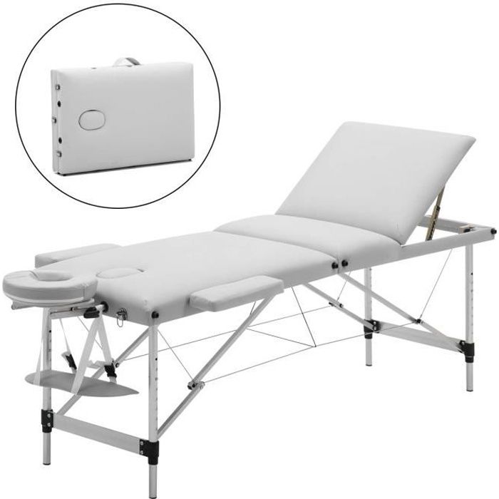 table de massage mobile table de therapie pliante lit de massage portable table de massage legere 3 zones avec pieds blanc cdiscount electromenager