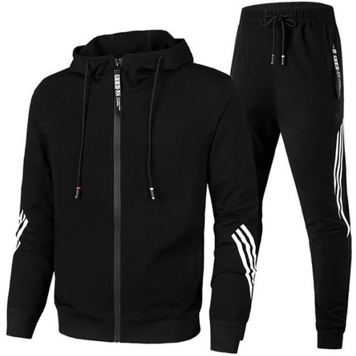 Survetement Homme Casual Sport Slim Noir Badminton Manches longues