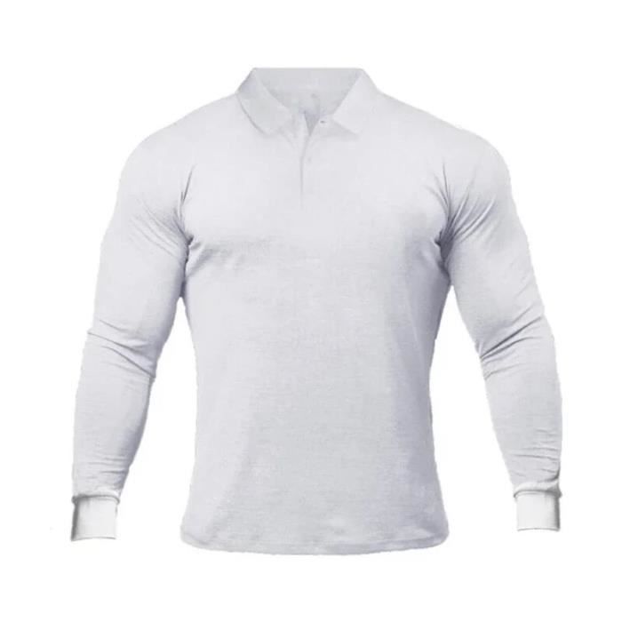 Blanc HOMME Chemise Slim Jersey Col Polo à Manches Longues 3049988