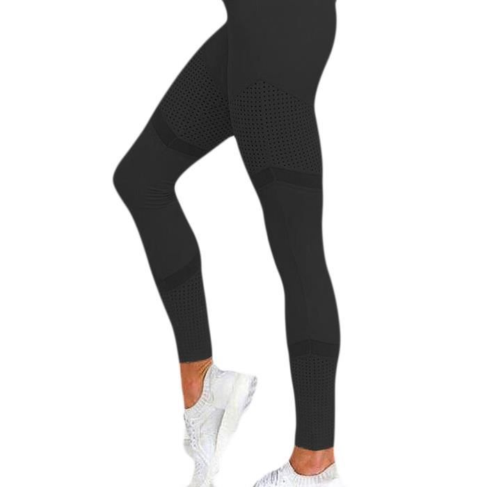 Solide taille haute Leggings femmes coeur Pantalons entraînement de yoga  Mesh cuir LegginsNoir Noir - Cdiscount Sport