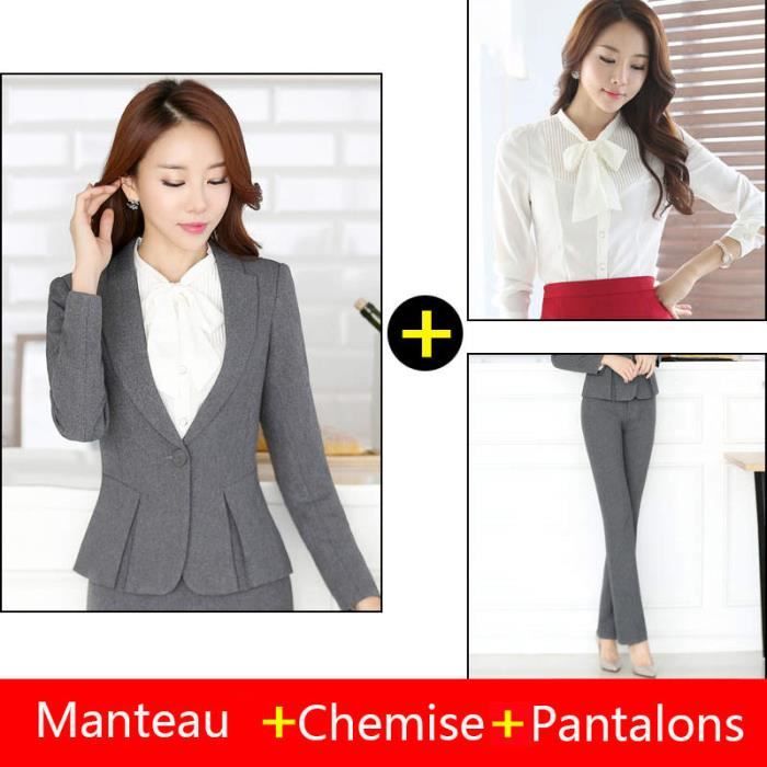 （Veste pantalon chemise）Costume Femme Coupe slim de Marque Style  automne et hiver d'interview de travail Costume Femme