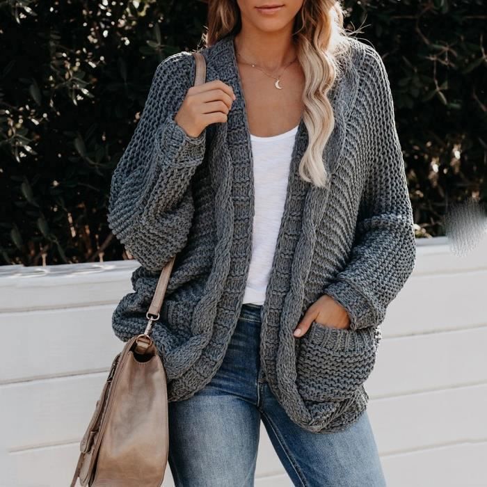 Gilet oversize gris femme online